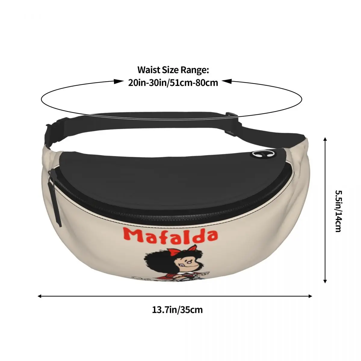 Mafalda Bicycle 3 Wheels Fanny Pack Men Women Quino Manga Cartoon Crossbody Waist Bag for Cycling Camping Phone Money Pouch