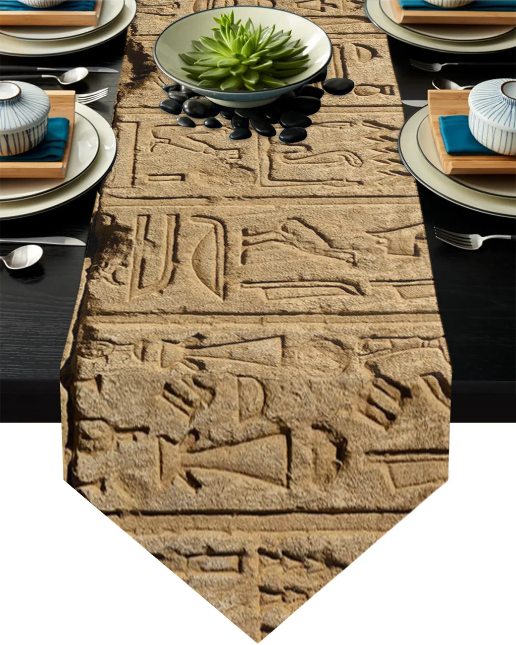 Egyptian Temple Carving Ancient Table Runner Modern For Home Track On The Table Cloth Wedding Party Table Decoration Accessories