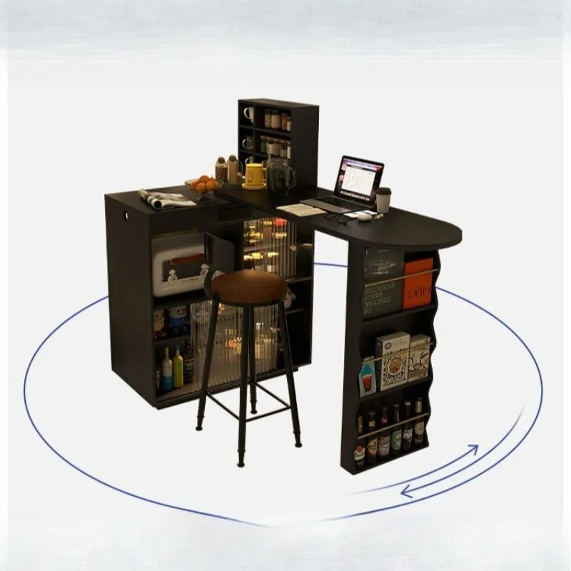 

Solid wood retractable bar table, sofa side partition cabinet, small apartment, living room locker, wine cabinet
