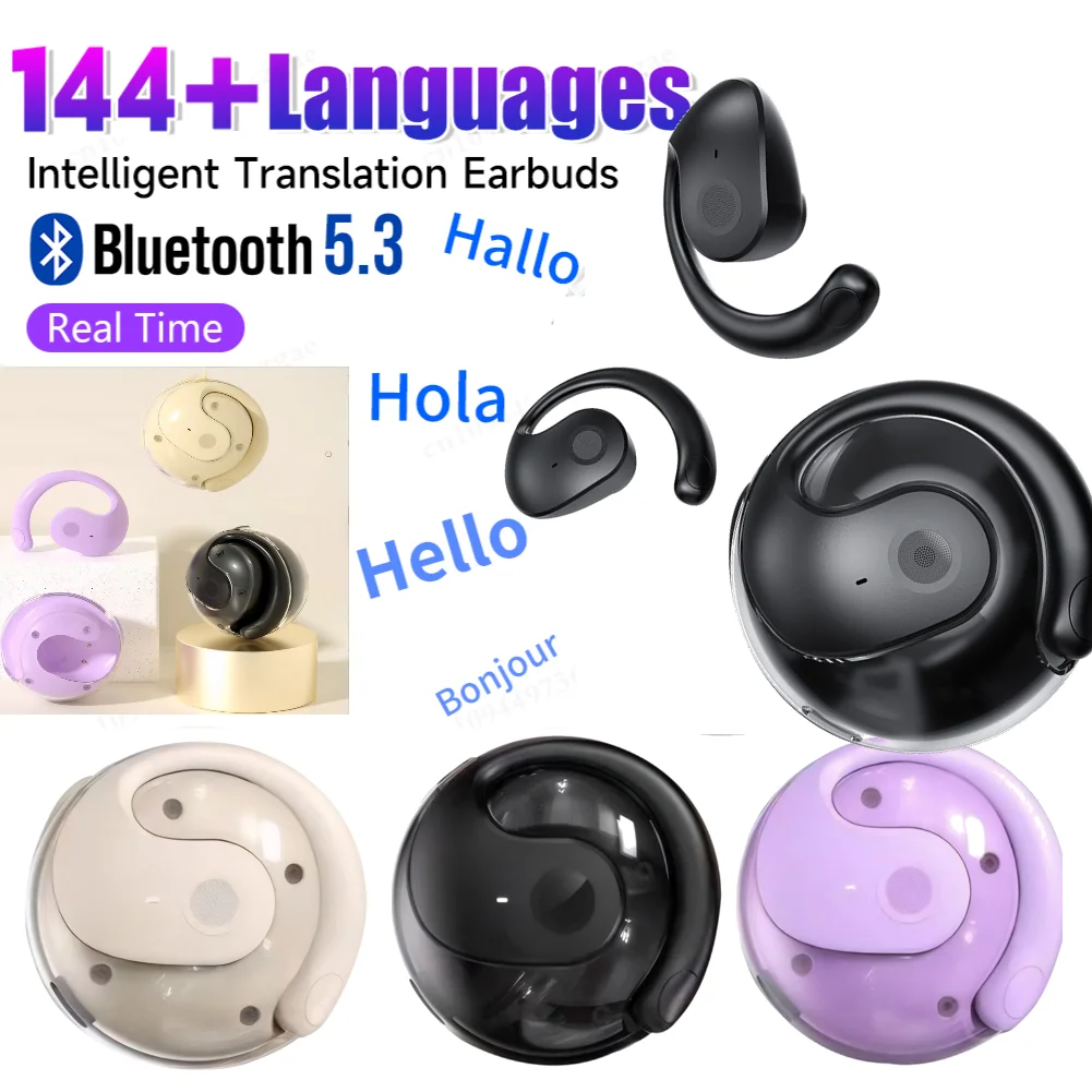 Translator Earbuds TWS Language Translation Earphones Real-Time Instant Translation Earbud Smart Translate Headphone For Meeting