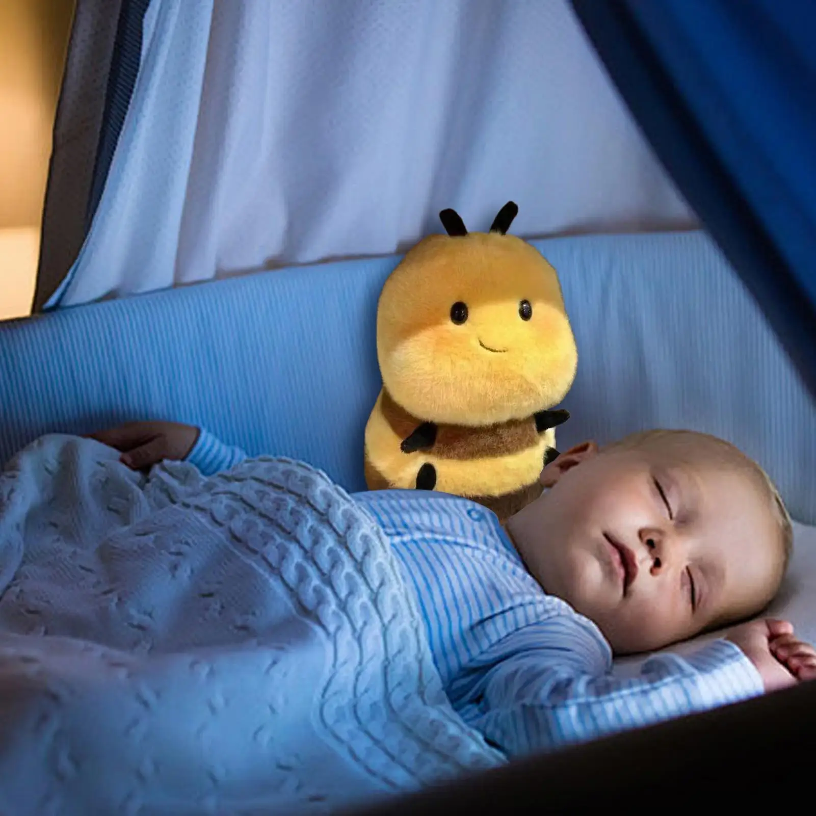 

Bee Plush Chubby Smiling Bee Plush Doll Collectible Realistic Figure Sleeping Companion For Children Bedroom Nursery Sofa Car
