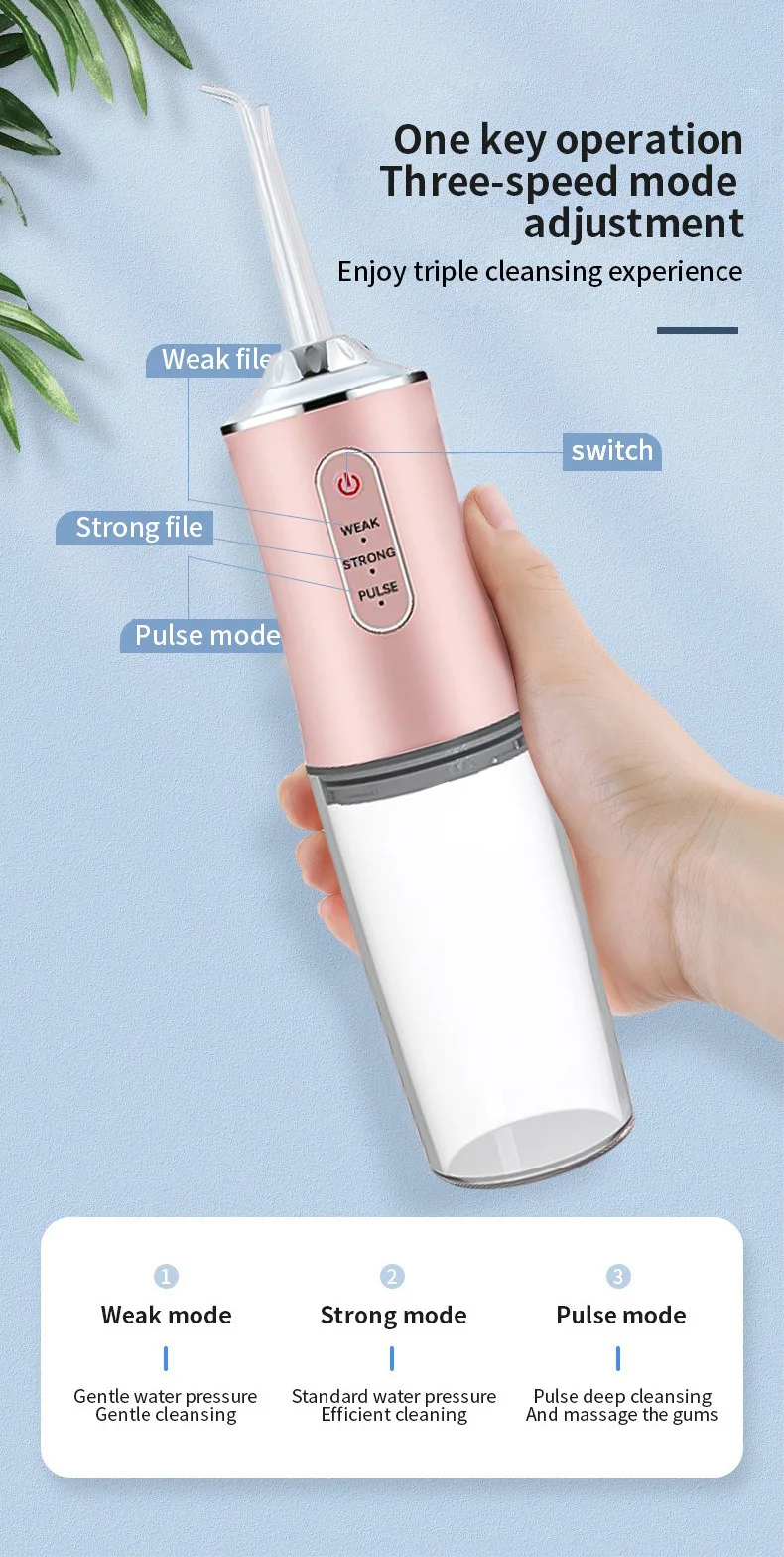 USB Portable Water Flosser 240ML Oral Irrigator with 4 Nozzles Dental Cleaning Jet Tool for Teeth Pick Mouth Oral Cleaning Agent