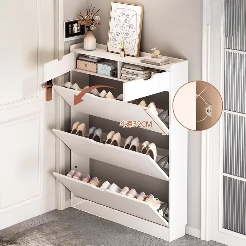 Ultra Thin Flap Shoe Cabinet Multi Layer Living Room Storage Modern Minimalist Design Durable Rack For Entryway Home