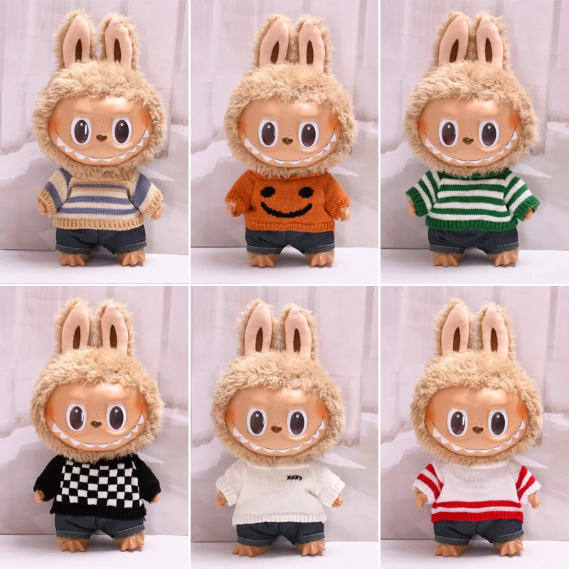 New Hot Sale 38cm Lafufu Handmade Custom Mobobo Jumpsuit The Monsters-Jump For Joy Fashion Knitted Sweater Cute Dress Kids Gifts