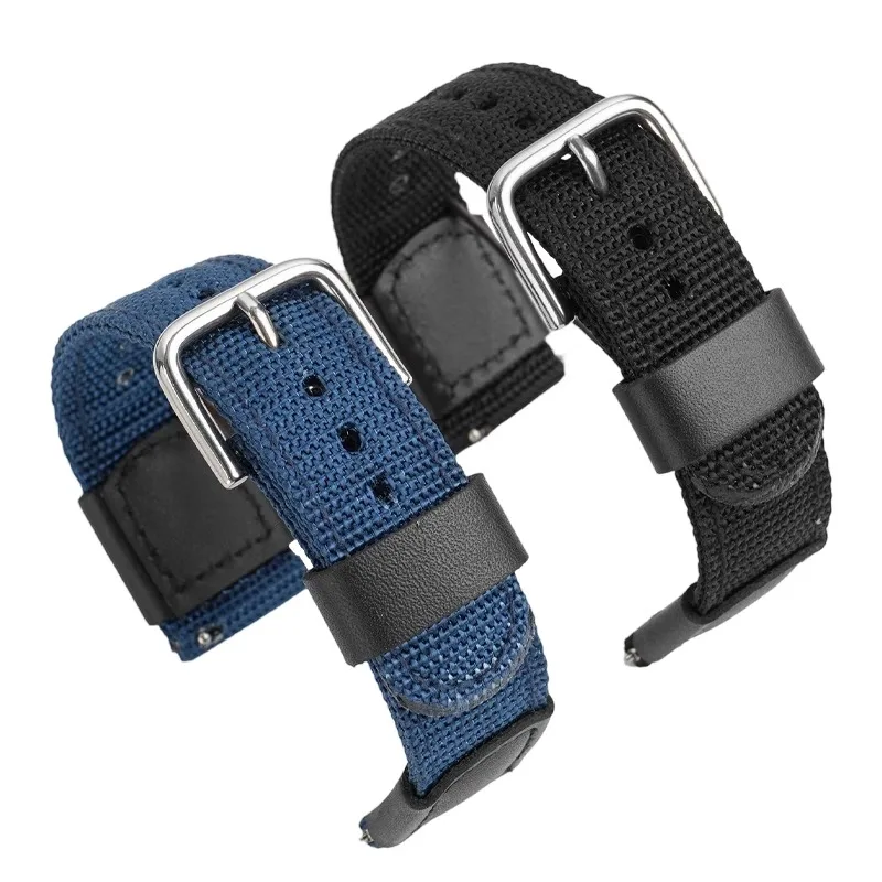 حزام ساعة من النايلون الأسود 18 ملم مناسب لساعات كاسيو المربعة الصغيرة AE1200/1300 SGW400 AQ-150W A158W A168 حزام ساعة قماش