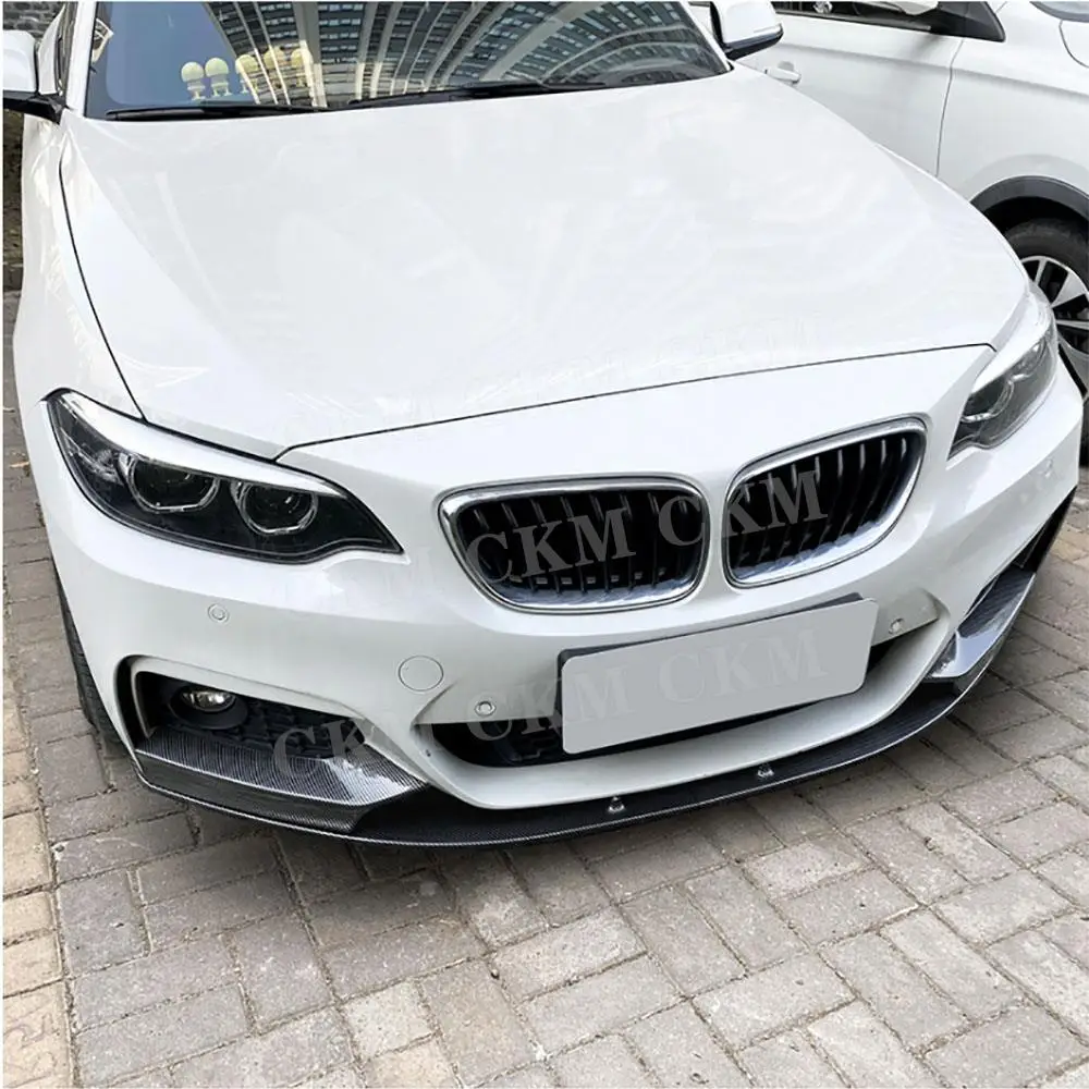 ABS Carbon Look Front Bumper Lip Side Splitters Spoiler Car Bodykits Accessories for BMW 2 Series F22 M Sport 2015-2021