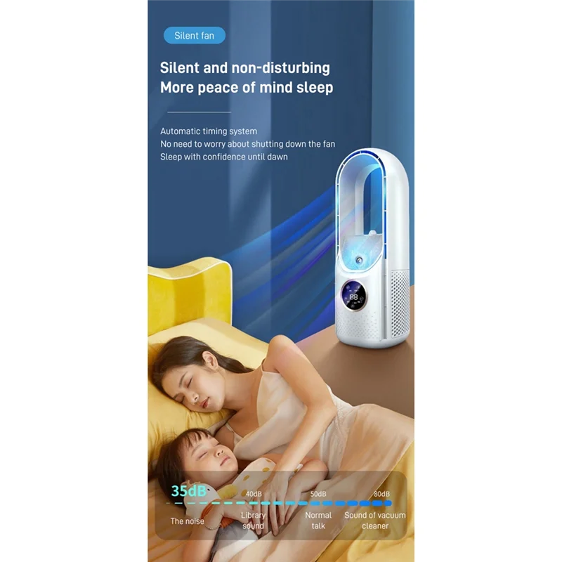 

Portable Air Cooler Leafless Electric Fan 6 Speed Silent Timer Air Conditioner Cooling Fan Humidifier Conditioning Fan A