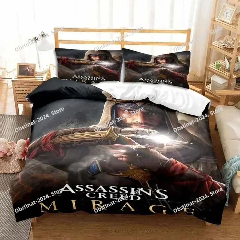 لعبة لحاف من جانب واحد A-Assassin Creed طقم سرير طباعة طقم سرير مع كيس وسادة سرير مفرد مزدوج الملكة سوبر كينج الحجم
