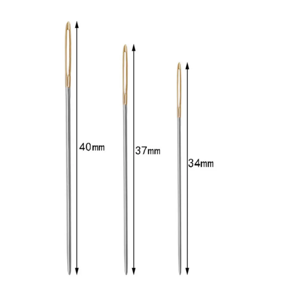 90 قطعة مجموعة إبرة العين الكبيرة 4 سنتيمتر 3 7 سنتيمتر 3 4 سنتيمتر ثقب كبير طرف حاد عمود سميك إبر الخياطة عبر غرزة DIY بها بنفسك