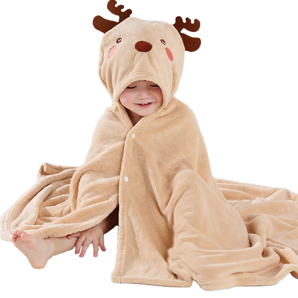 

Baby Cloak Bath Towel Coral Fleece Hooded Ultra Soft Skin-friendly Highly Absorbent Baby Bathrobe Shower Towel Baby Wrap Blanket
