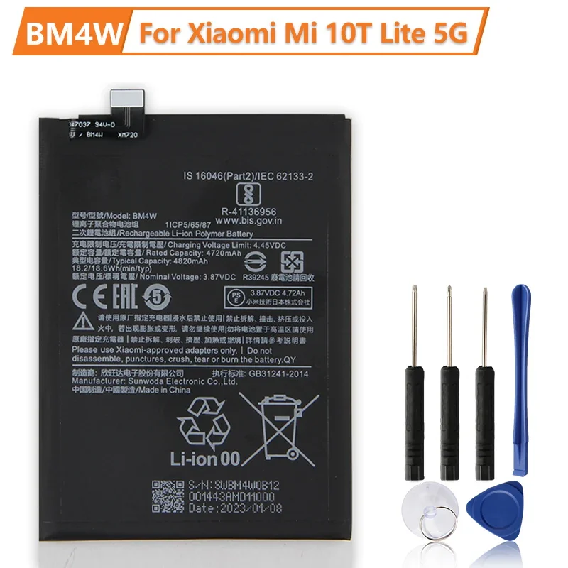 

New Replacement Battery BM4W For Xiaomi Mi 10T Lite 5G Mi10TLite New Phone Battery 4820mAh