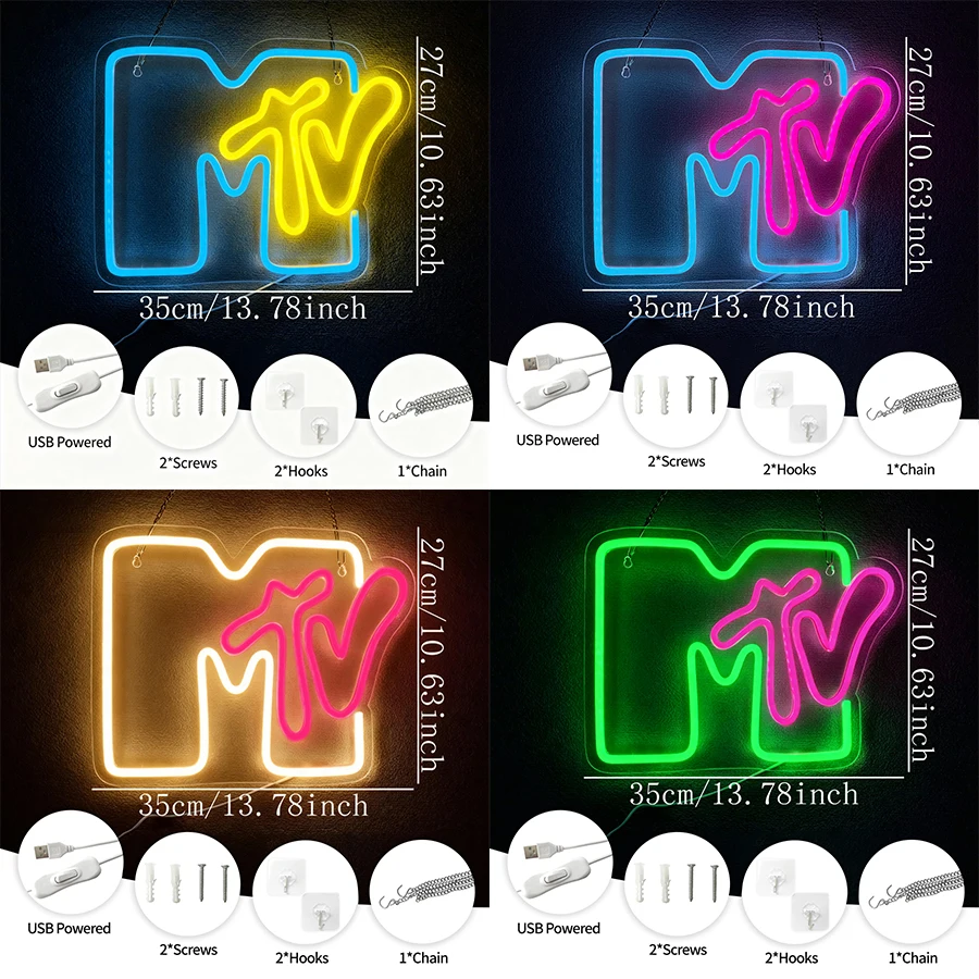 Music Led Neon Sign, Music Tv Letter Icon, Used For Bedroom, Music Studio, Recording Studio, Radio Station, Beer Bar Art Decor.