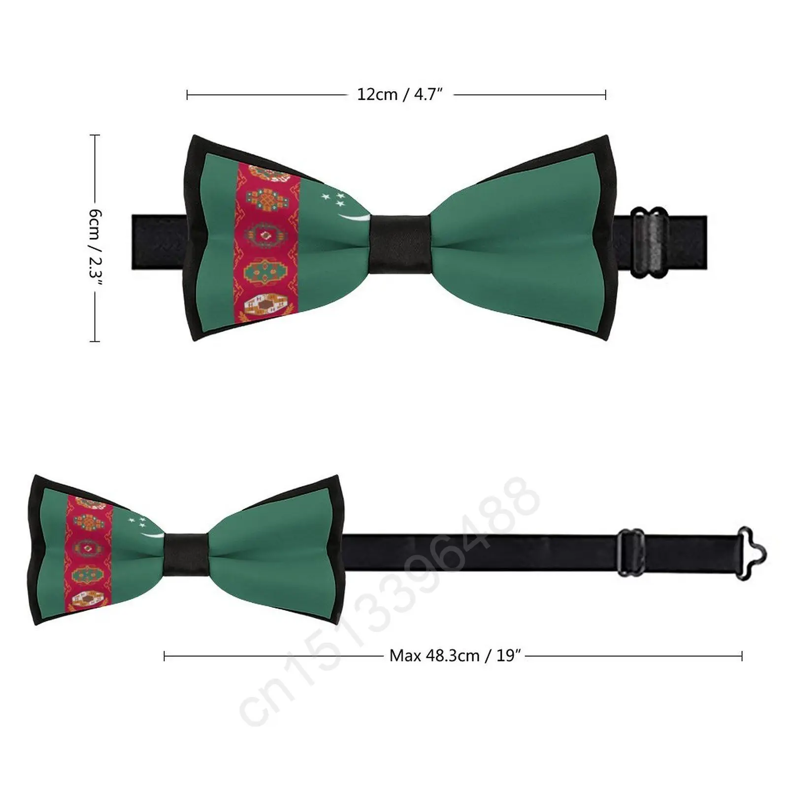 New Polyester Turkmenistan Flag Bowtie for Men Fashion Casual Men's Bow Ties Cravat Neckwear For Wedding Party Suits Tie