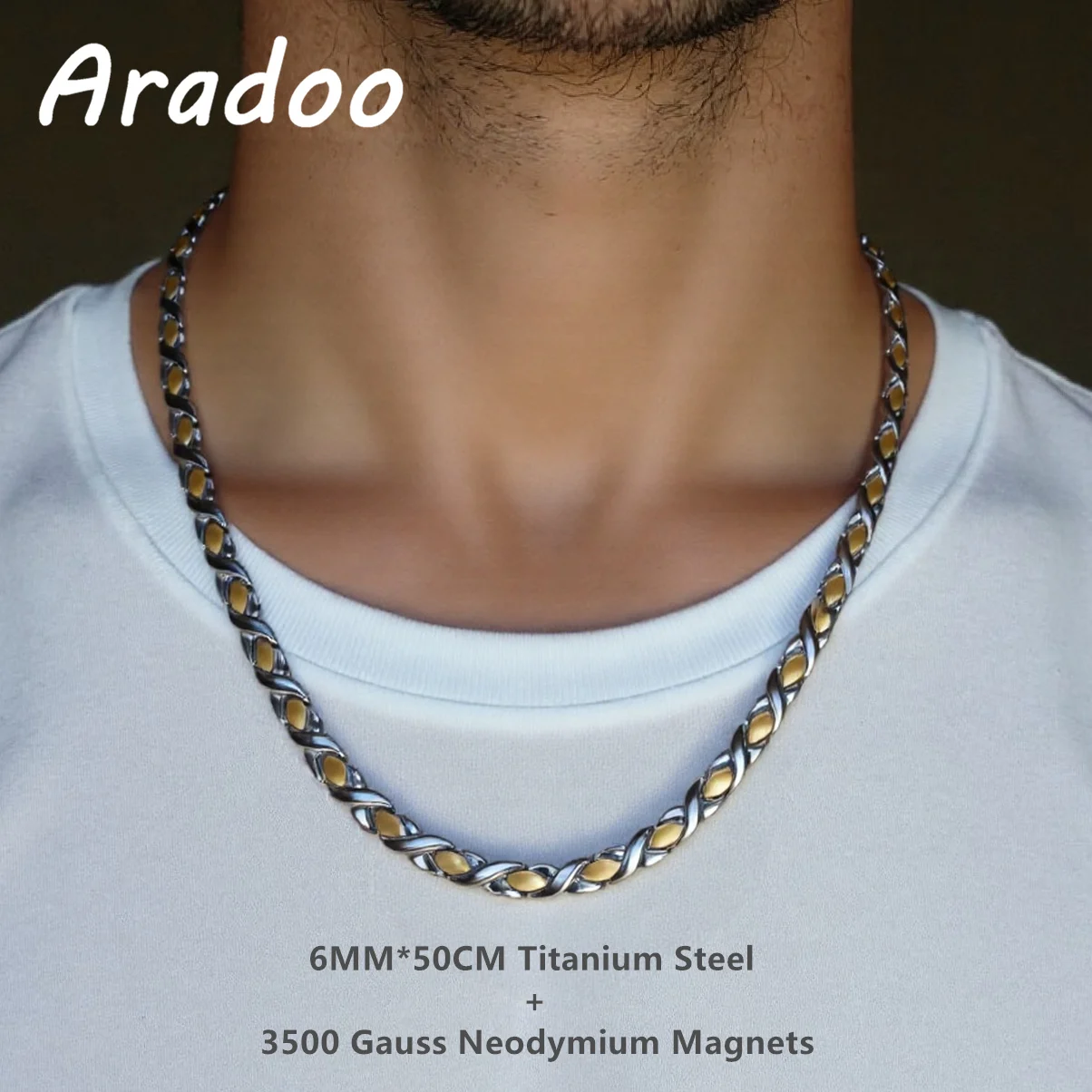 ARADOO Titanium Steel Magnetic Collar Necklace with 3500 Gauss Neodymium Magnets Necklace Jewelry Gifts