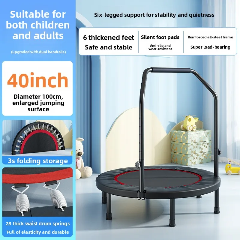 Babyfond Foldable Silent Spring Trampoline for Home Indoor Use, Fitness Jumping Bed for Adults and Kids