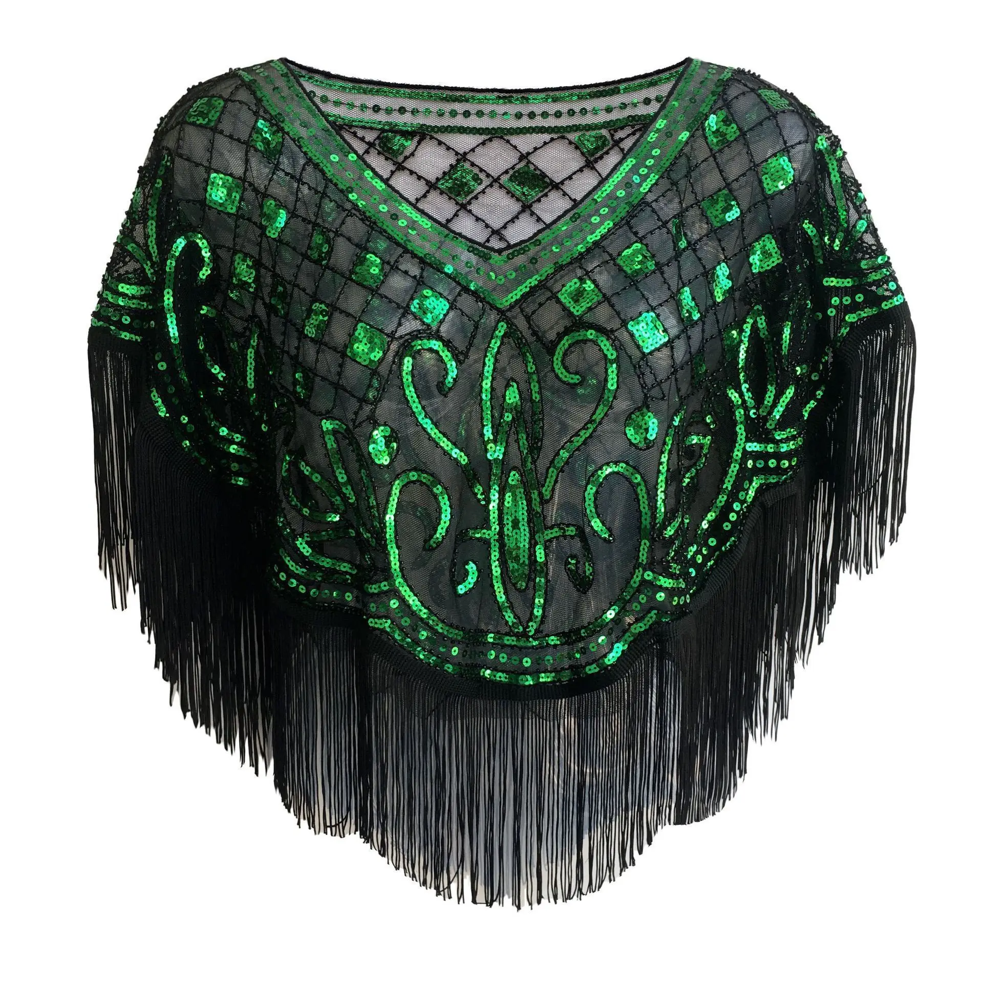 Women Party Beaded Sequin Shawl 1920s Cosplay Decsor Vintage Bolero Flapper Evening Wraps Evening Cover Up Bridal Wraps