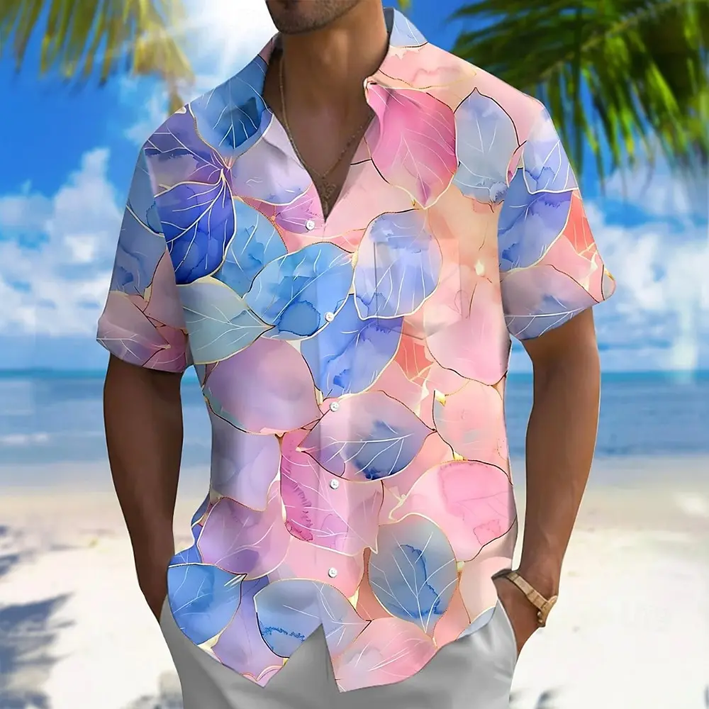 

Men's Leaf Tropical Plants Summer Hawaiian Shirt Button Up Shirt Aloha Shirt Short Sleeve Hawaiian Holiday Beach Wear Summer