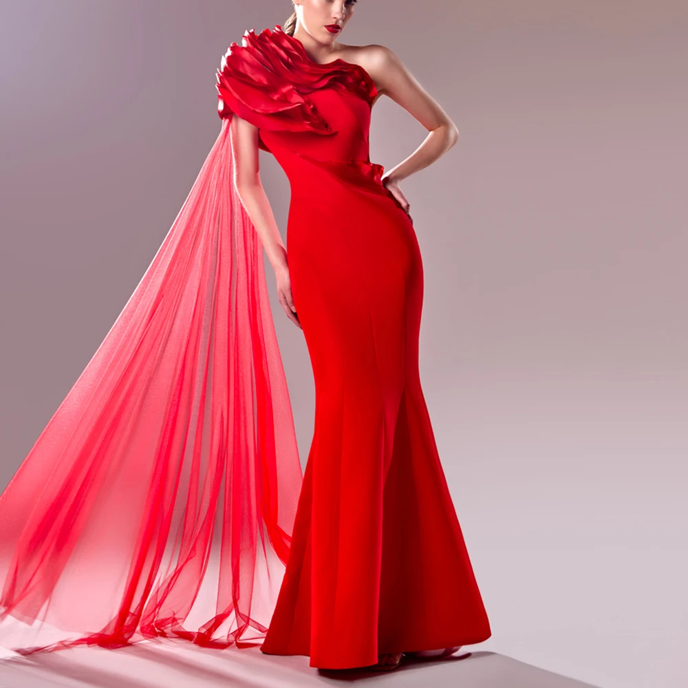 

Customized Classic One Shoulder Watteau Train Evening Dress Graceful Pleats Mermaid Satin Burgundy Party Dress платье вечернее