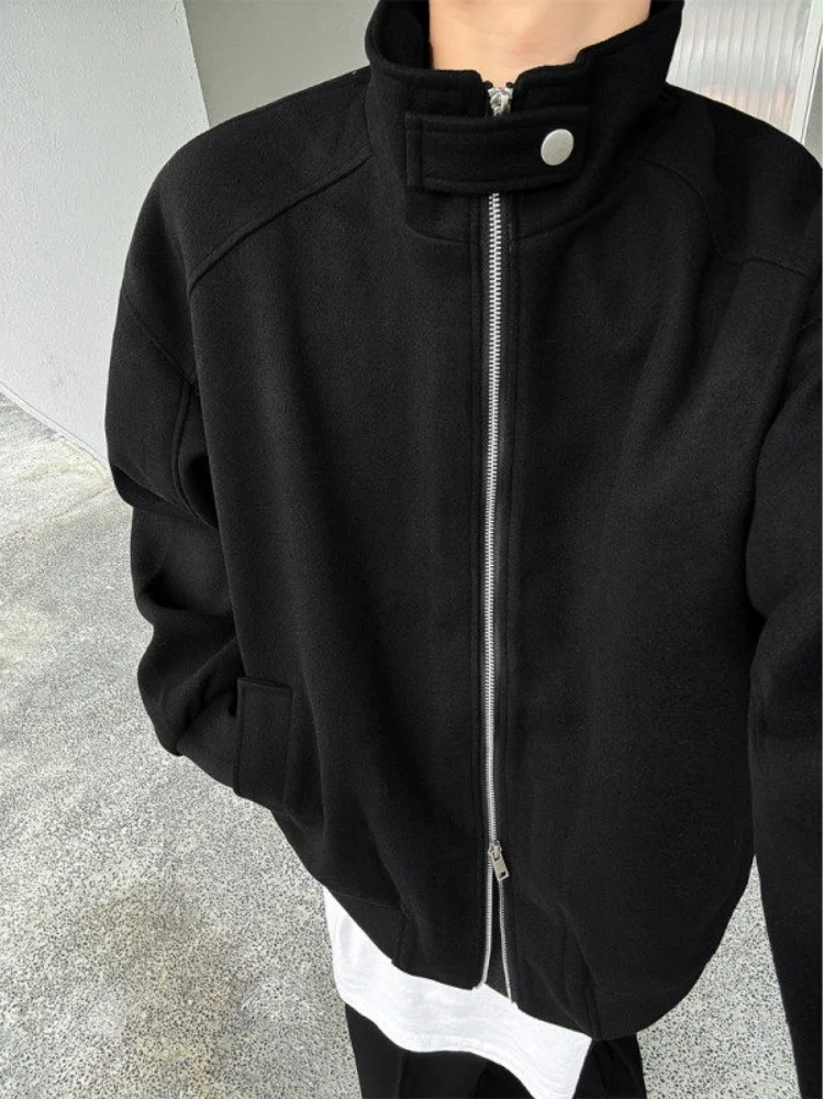 

Мужская высококачественная шерстяная куртка на осень-зиму, приталенная, в американском стиле, с воротником-стойкой, молодежная, модная