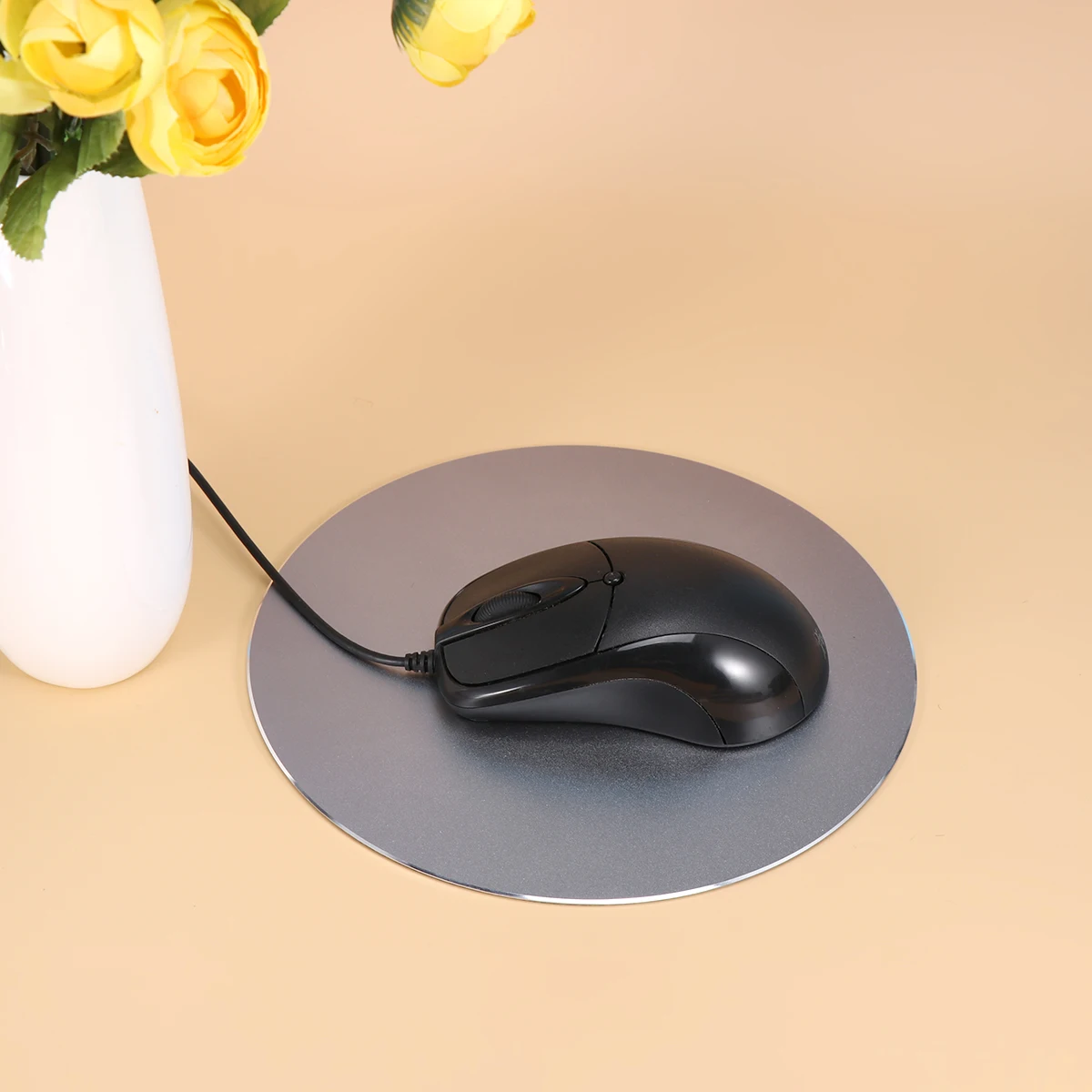 

Круглый коврик для мыши, алюминиевый металлический противоскользящий коврик 200x200 мм, идеально подходит для настольных ПК, ноутбуков, игровых ковриков для мыши, металлический коврик для мыши