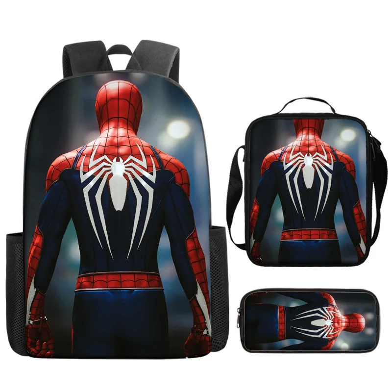 Nieuwe Spidermans Rugzak Student Rugzak Grote Capaciteit Ademende Lichtgewicht Anime Cartoon Rugzak Lunch Etui