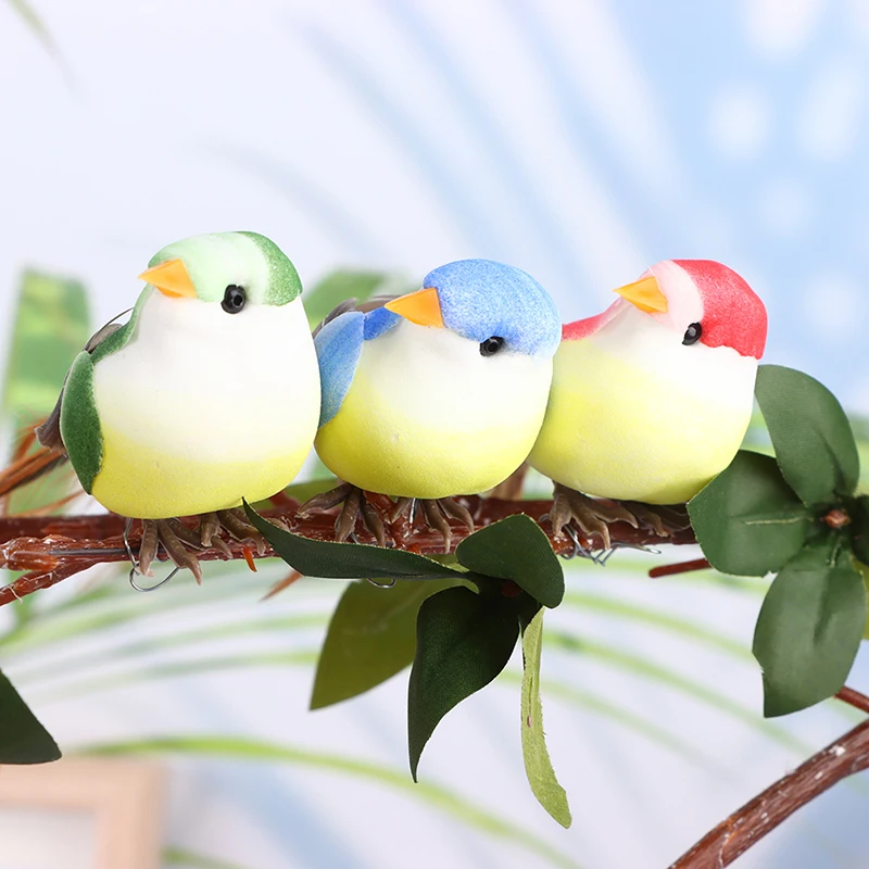 1Pc Simulated bird Foam bird decorations Christmas items Home decor props colorful feather birds