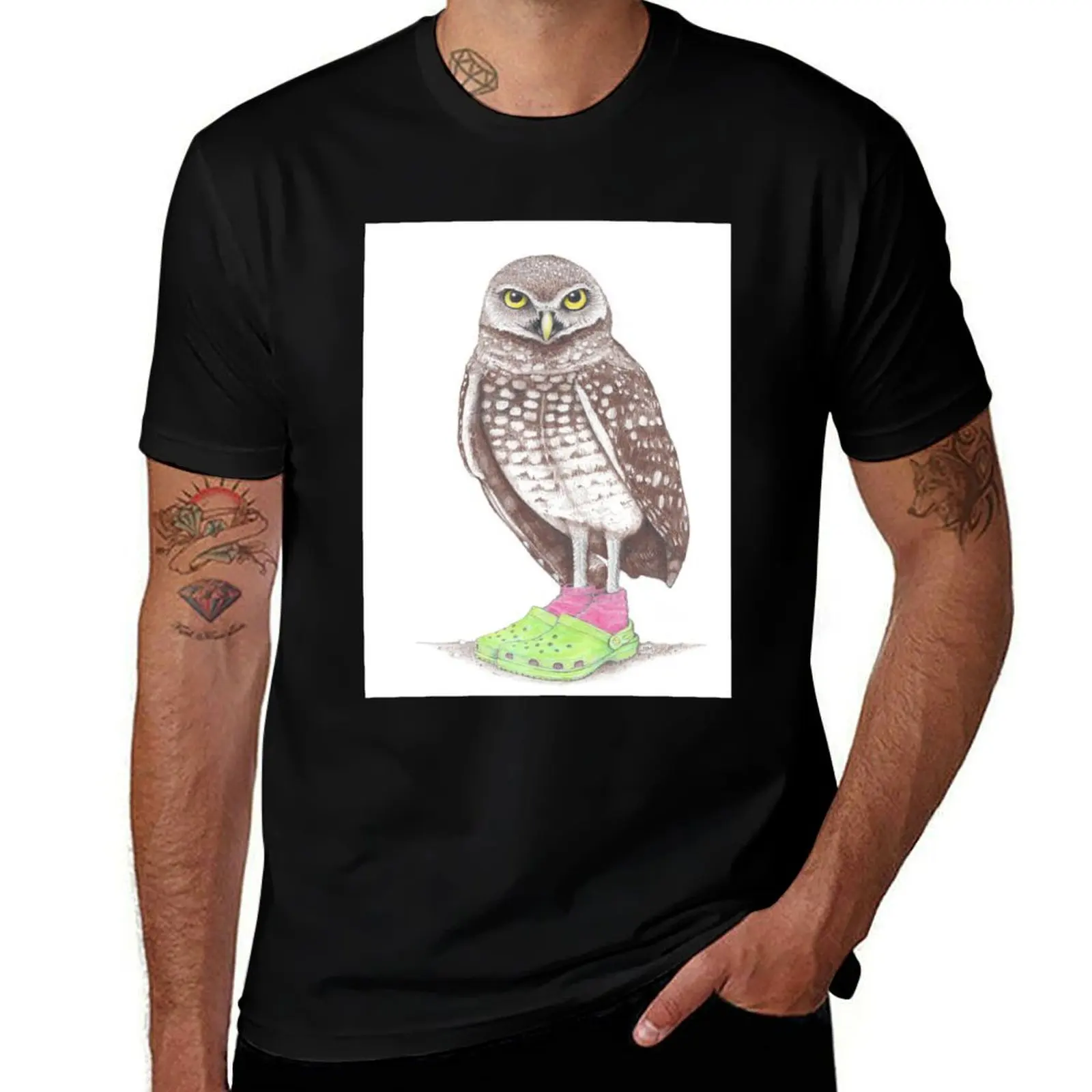 Burrowing Owl in Crocs T-Shirt luxury designer plain street wear Men's t shirts