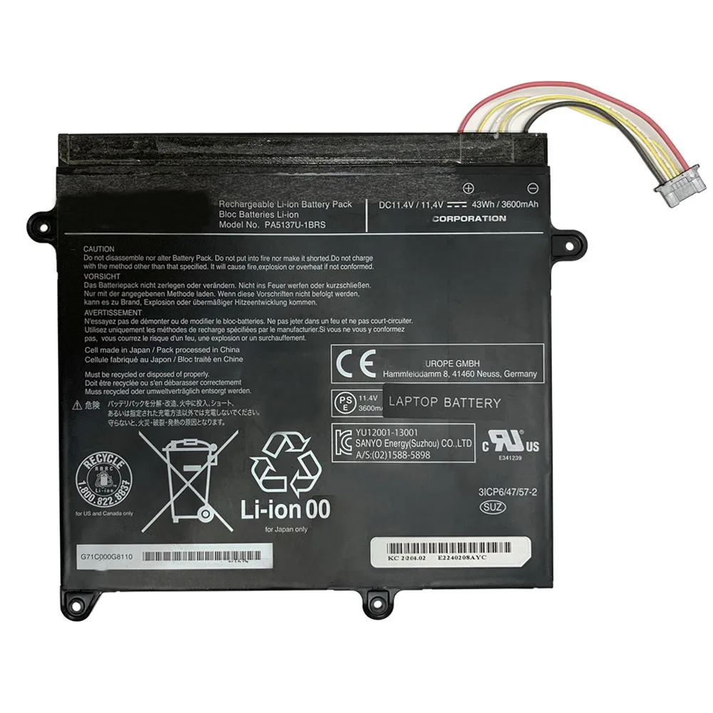 Imagem -02 - Bateria do Portátil para Toshiba Portege Z10t-a12v Pt141a01301e Pa5137u-1brs 11.4v 43wh Novo Pa5137u