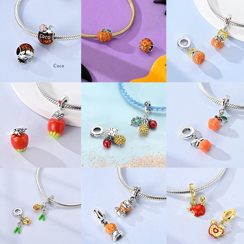 Frucht-Charm 925 Sterling Silber Erdbeere Kirsche Avocado Perlenanhänger Passend für Europäische Armbänder DIY Damenschmuck Geschenk 2026 – Detail 5