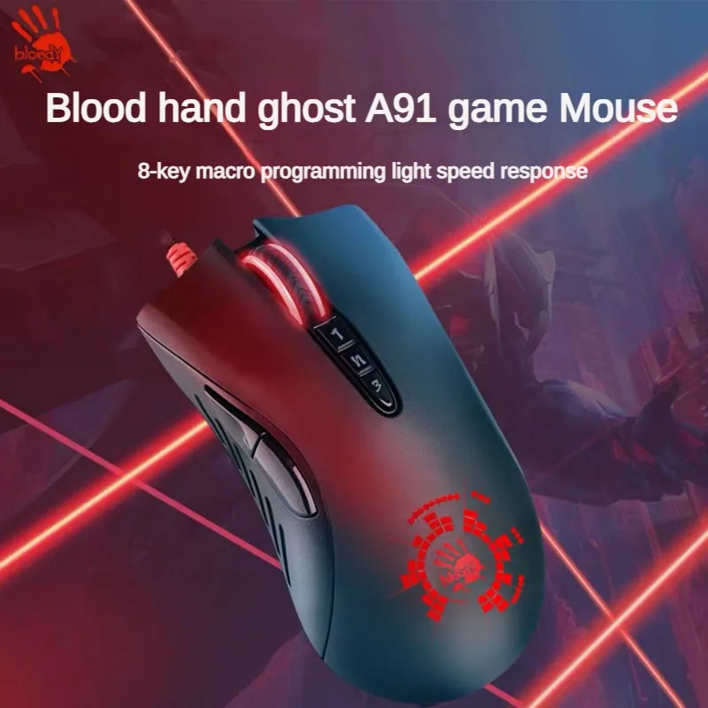 

A4Tech Bloody A91 Wired Mouse Macro Programming Driver PAW3327 4000dpi Pc Gamer E-sports Gaming Accessorie 8 Buttons Mouse CF