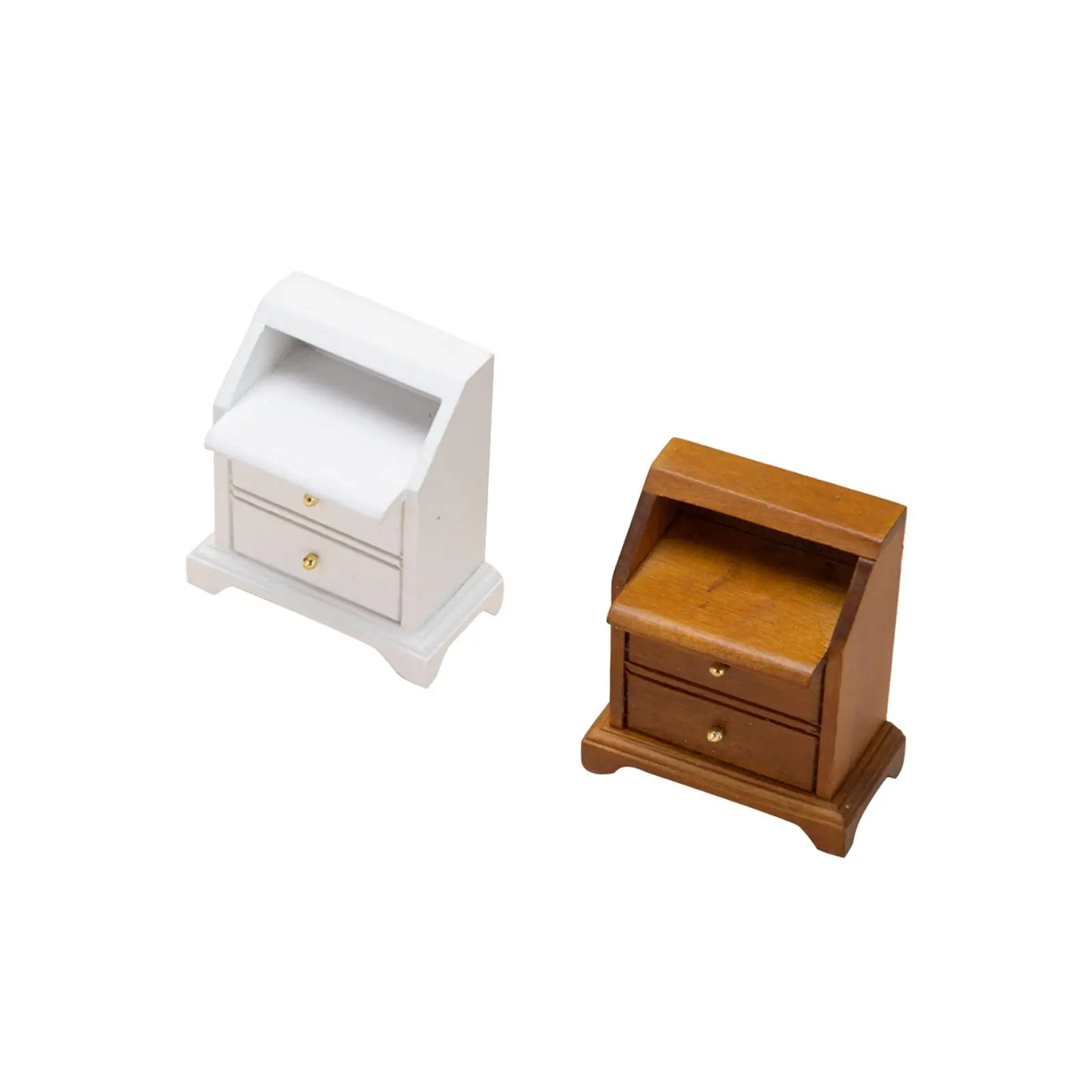 1:12 Dollhouse Night Stand End Side Table Model Wooden Frame Furniture Model Smooth Surface and Polished