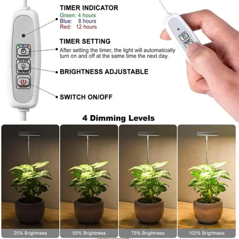 Phyto-lampe LED USB 5V pour culture de plantes d'intérieur, éclairage horticole de croissance