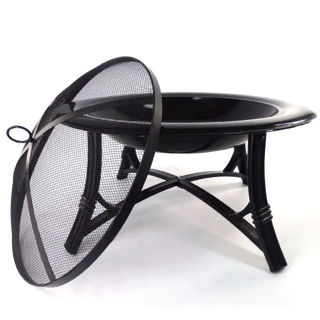 28-Inch Custom Folding Fire Pit For Camping Factory Sale Steel Material Powder Coating Finish Chromed Cooking Grid Outdoor