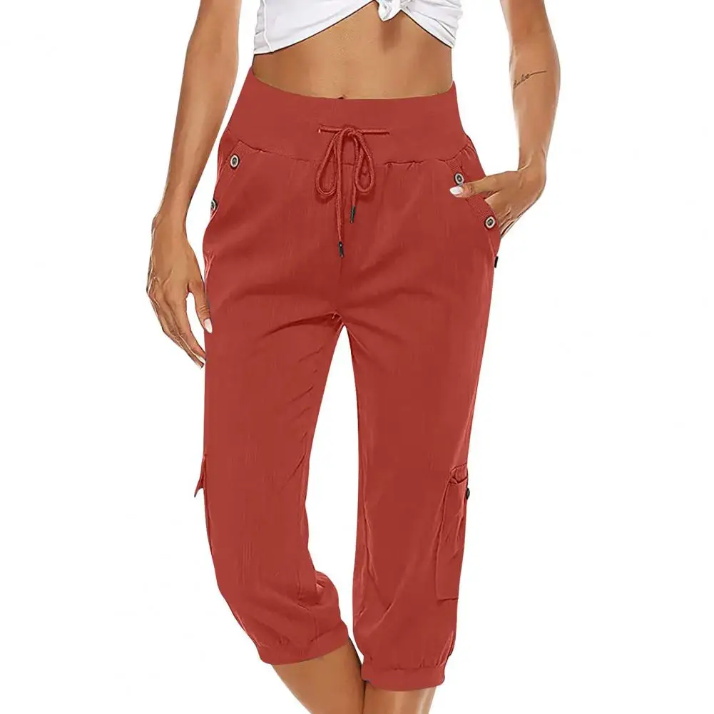 

Wide-leg Pants Stylish Women's Wide-leg Cargo Pants with Drawstring Waist Pockets Casual Comfortable Cropped for Everyday