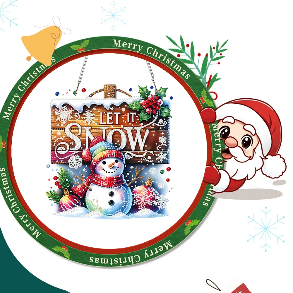 

Xmas Theme 2D/Flat DIY Hanging Diamond Art Kits Diamond Painting Set Rhinestone Diamond Art Window Pendants Wall Door Decoration