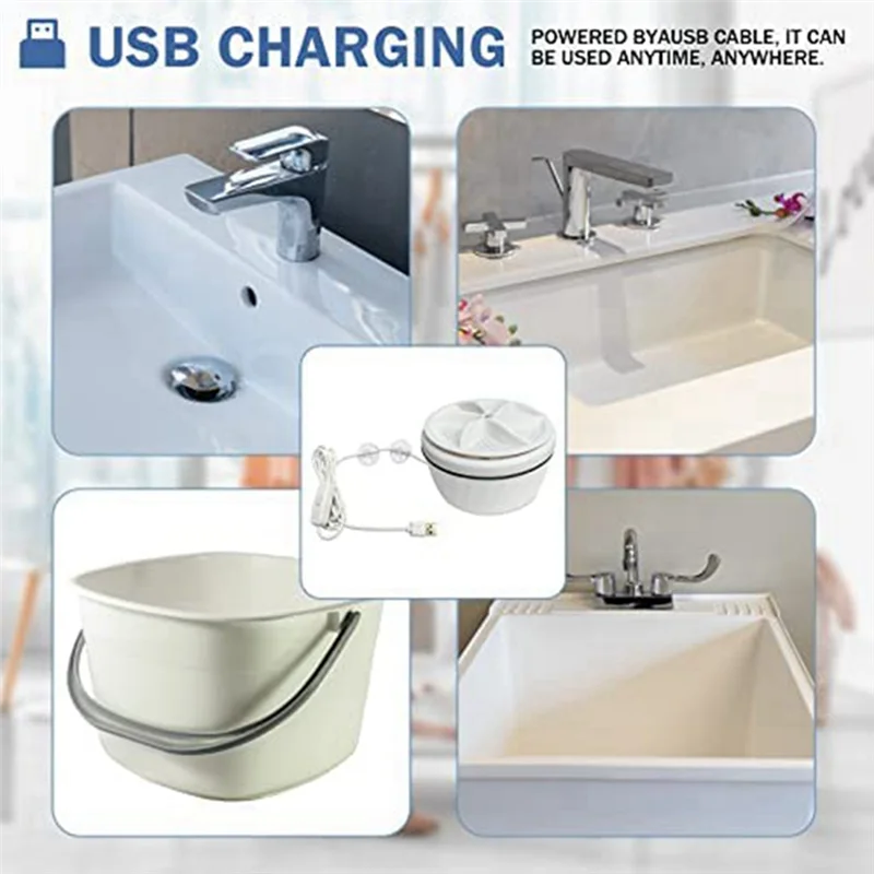 Mini portátil spin abs máquina de lavar usb turbo lavadora para casa, negócios, viagens, faculdade, rv, apartamento-branco