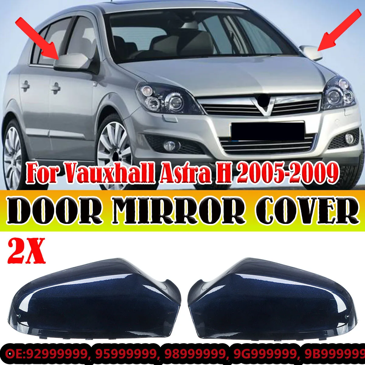 

Pair Blue Car Side Door Wing Rear View Mirror Cover Rearview Mirror Cover For Opel For Vauxhall For Astra H 2004-2013 92999999