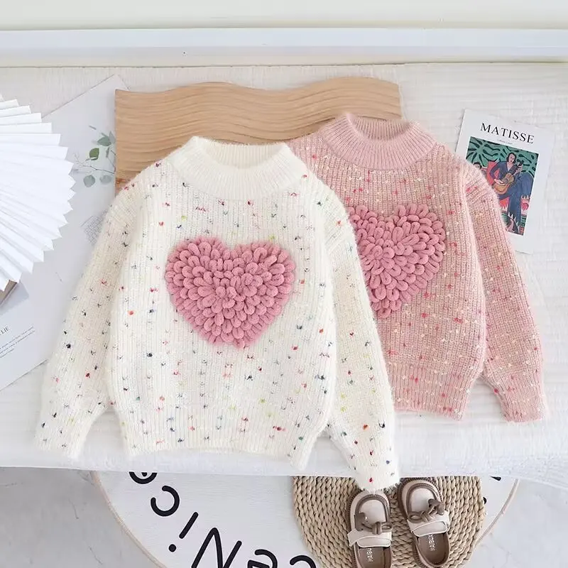 

Baby Girls Sweater 2024Autumn Winter Fashion Star Girls Round Neck Knitted Sweater Outerwear Autumn Winter Kids Clothes 2-8Y