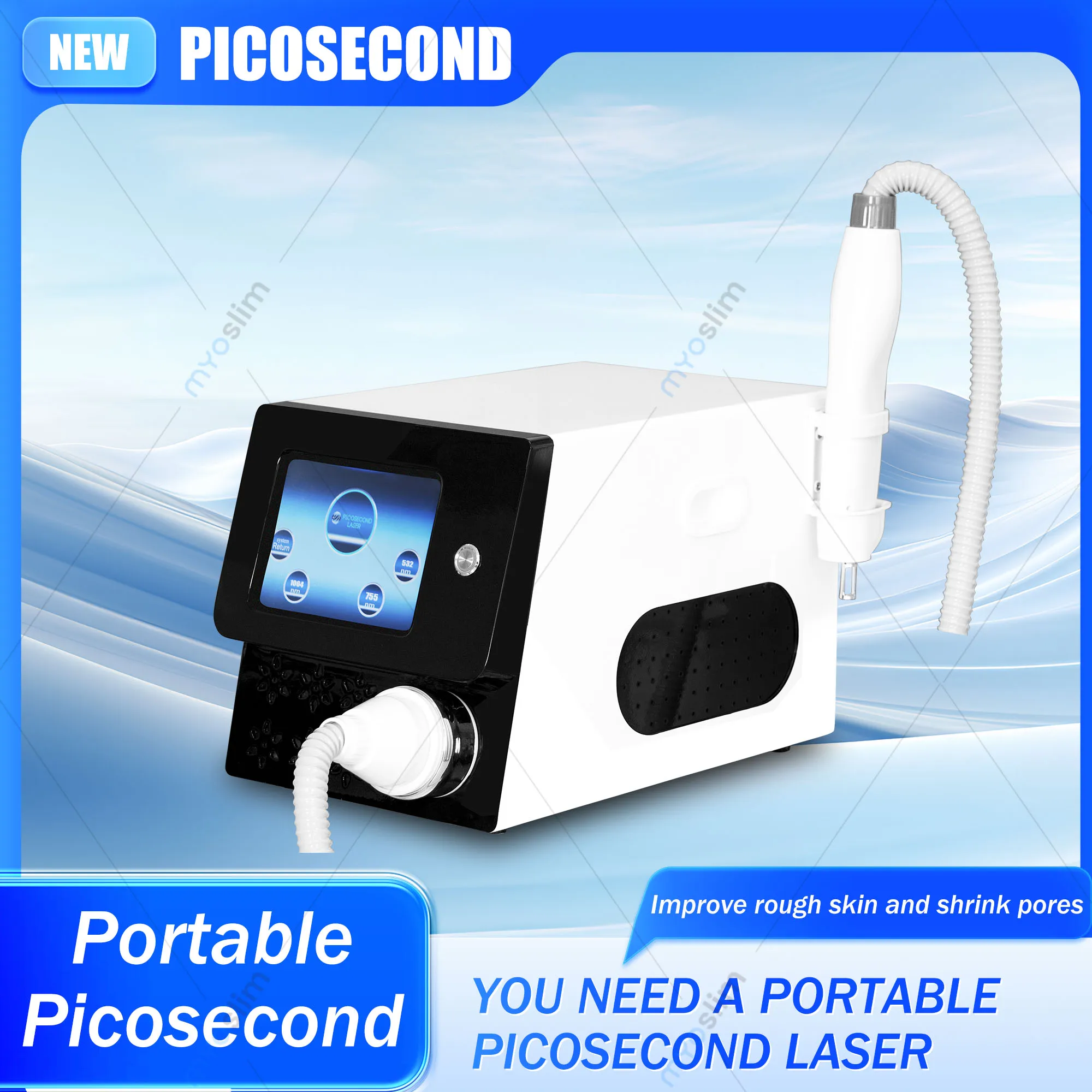 Hot Selling Q-switched Picosecond Lase Tattoo Removal Machine with Lase Wavelengths 1064nm 755 532 Pigment Removal Hair Remove