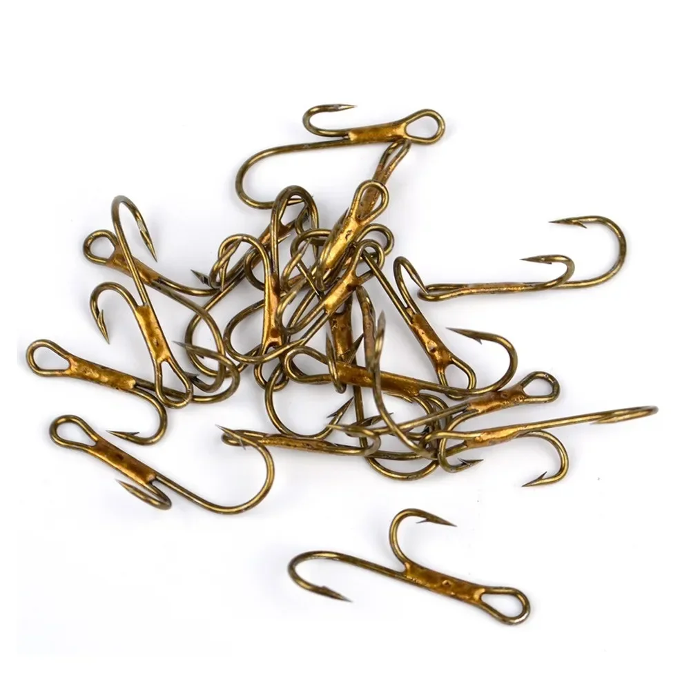 

Super Strong, Durable, 20pcs High Carbon Steel Fishing Double Hook Worm Lure Barbed Crank Hook Pike, Gold Color