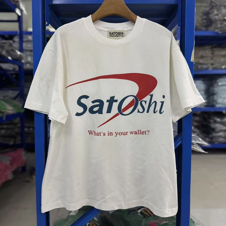 Red Machete Print Satoshi What's in Your Wallet T Shirt Men Women Best Quality Washed Distressed Loose Short Sleeve Tops Tee