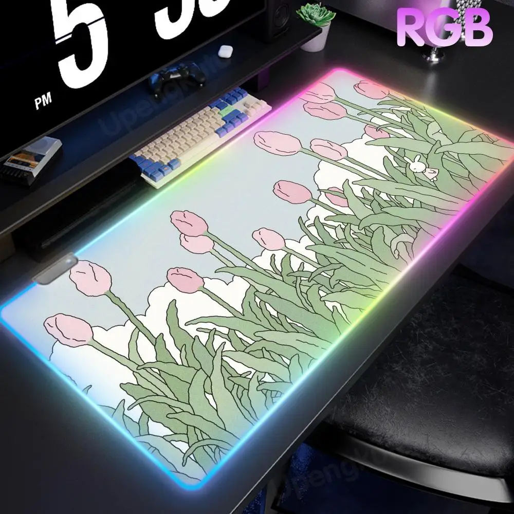 

Illustration flower Game Smooth special rubber mouse pad Accessoires Claviers RGB Mouse Pad LED Large Gamer Creative Mouse Pad