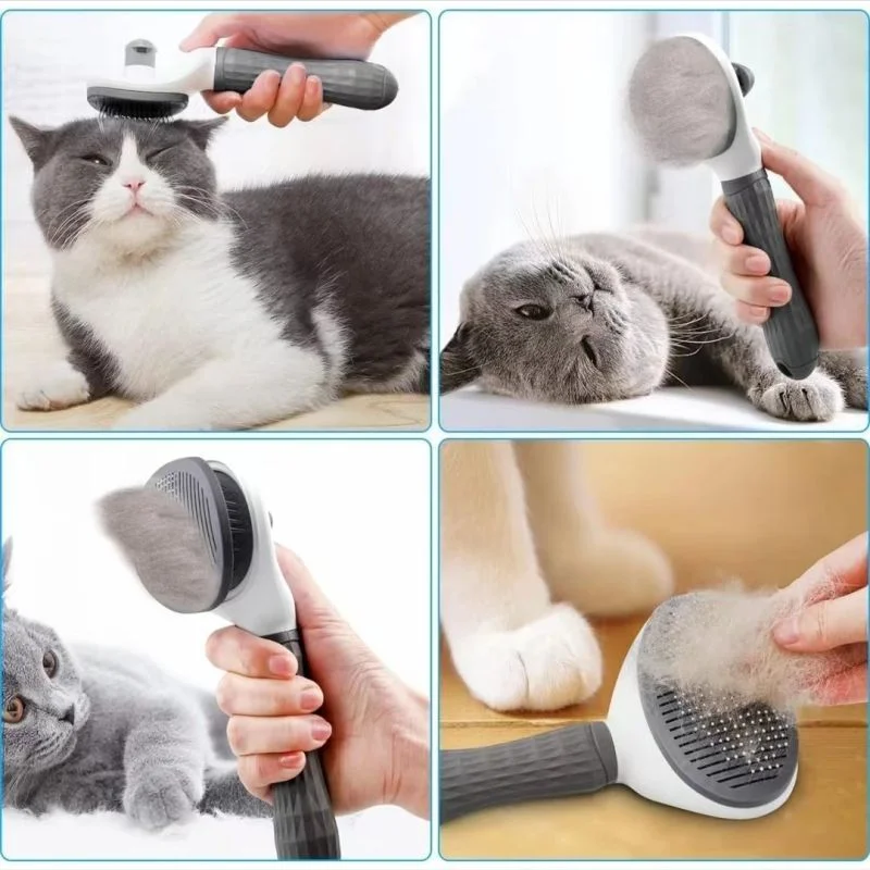 Brosse pour chien et chat, peigne autonettoyant, soins pour chat, peigne en acier inoxydable, outils de toilettage pour chat, peigne démêlant pour animaux de compagnie, accessoires pour chiens