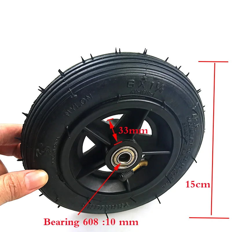 Size 6x1 1/4 tyre 6 Inch Pneumatic Tire Motorcycle 150MM Scooter Inflation Wheel With Hub With Inner Tube Electric Scooter tire