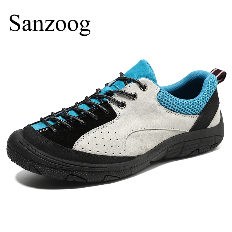 Spring Autumn Men Leather Casual Shoes Breathable Outdoor Sneakers Walking Trekking Size 38~47