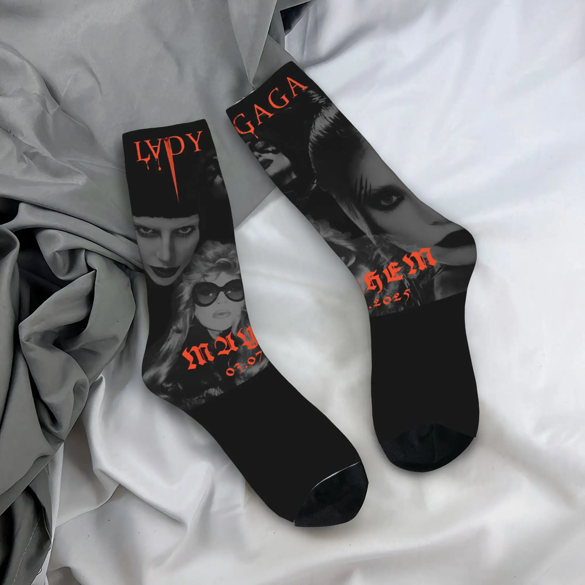 Lady Gaga Mayhem 2025 Album Printed Dress Socks Accessories for Casual Wear Cozy  Print Socks