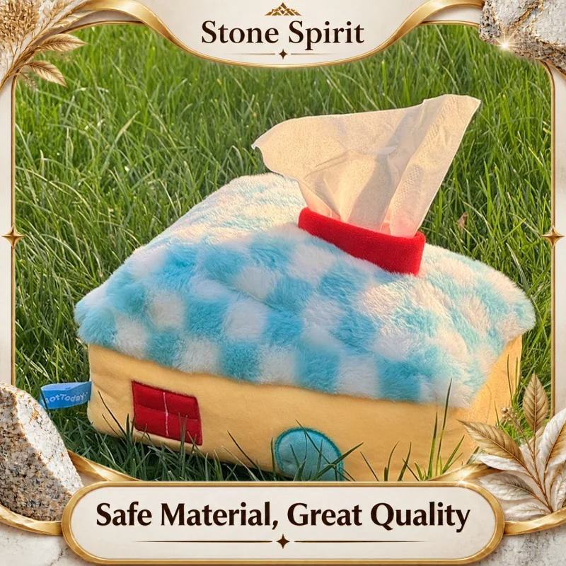 Plush Tissue Box Cover, Cute Fluffy Paper Napkin Holder for Living Room, Soft plush Universal Tissue Case with Adorable Design