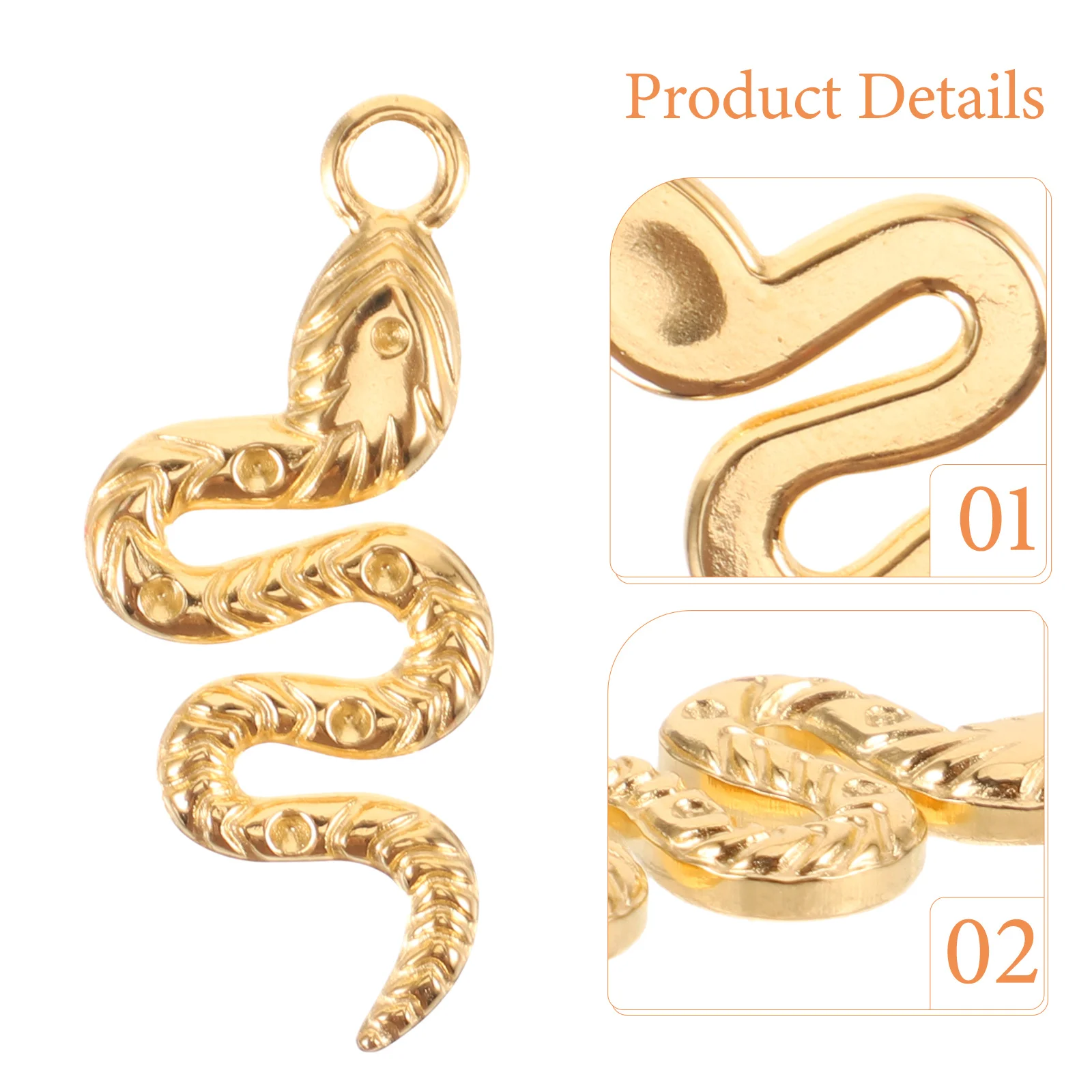 

5Pcs Snake Charms Jewelry Pendant Accessories DIY Making for Earrings Necklace Bracelet Keychain Lightweight Metal Charms