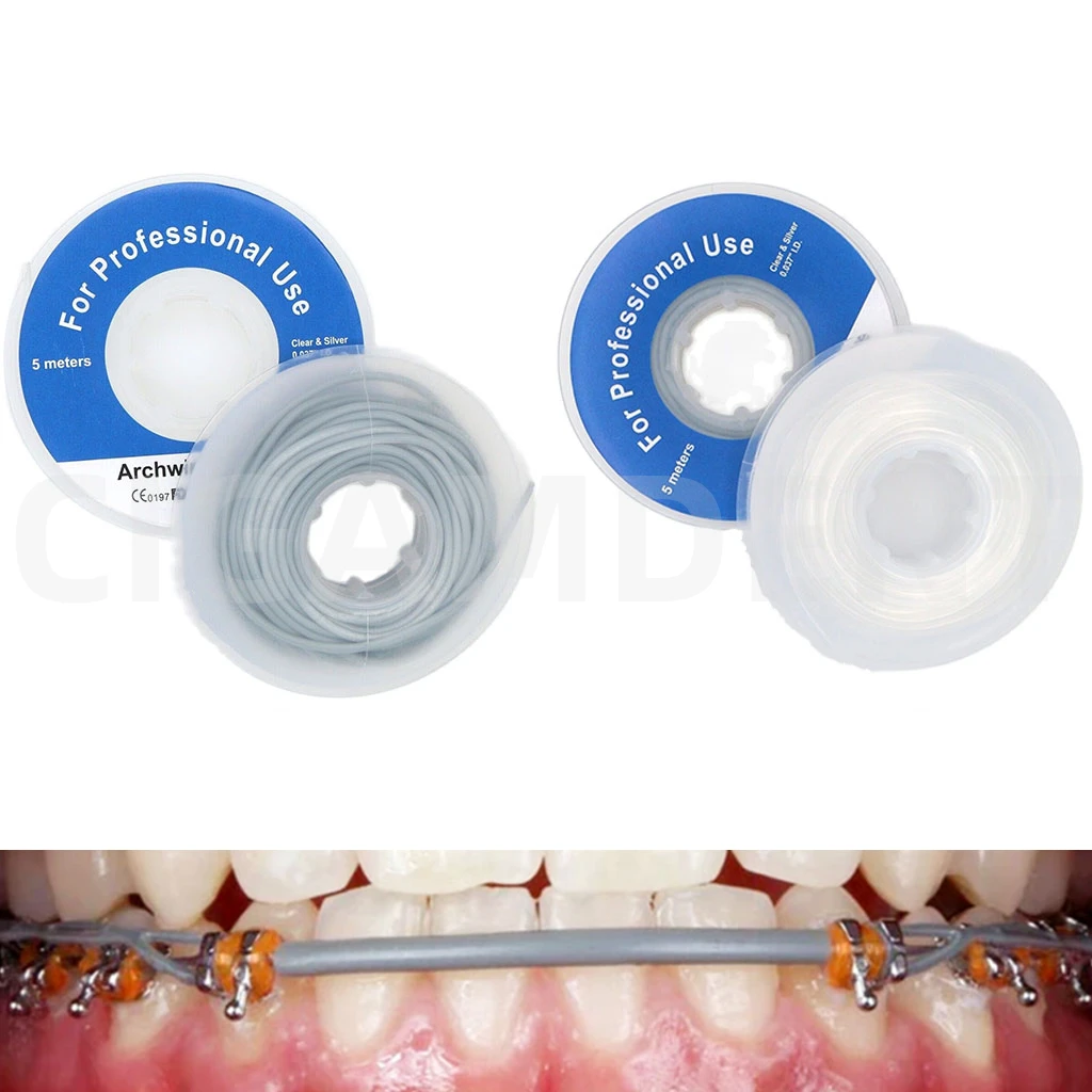 5m/Roll Dental Orthodontic Elastic Arch Wire Sleeve Tubing Plastic Cannula D 0.037