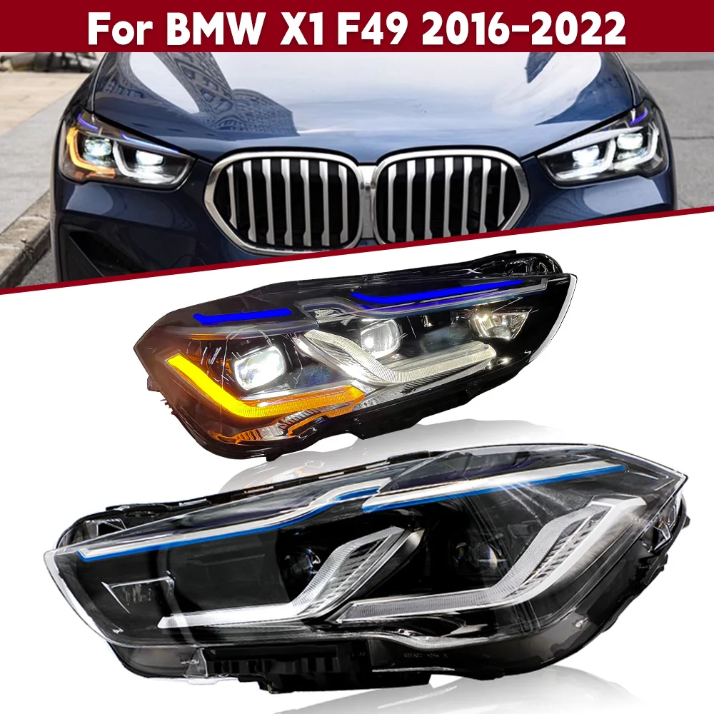 

Headlamp assembly For BMW X1 F48 F49 Headlight 2016-2022 Modified Led DRL Turn Signal Angel Eye Projector Lens head lights 1Pair